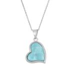 Larimar Sterling Silver Heart Halo Pendant Necklace, Women's, Size: 18, Blue