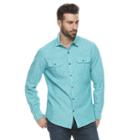 Men's Marc Anthony Slim-fit Linen-blend Textured Button-down Shirt, Size: Xl, Turquoise/blue (turq/aqua)