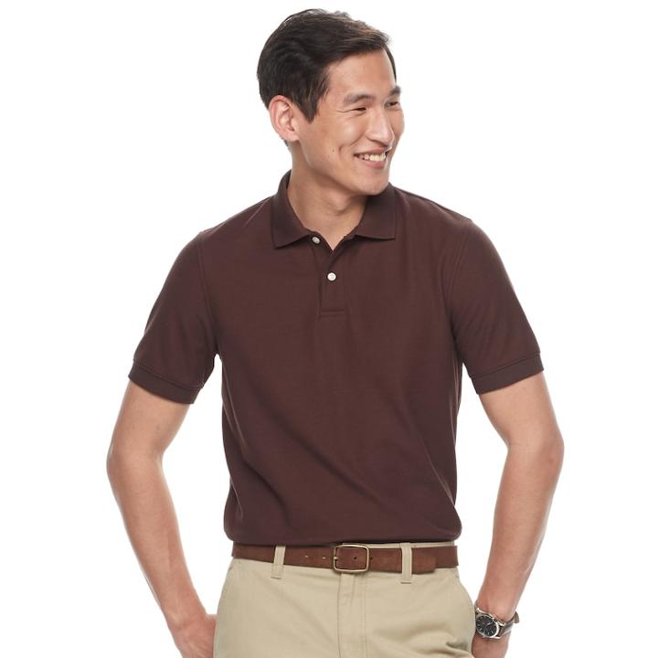 Men's Croft & Barrow&reg; Pique Performance Polo, Size: Medium, Dark Brown