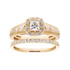 14k Gold 1 Carat T.w. Igl Certified Diamond Square Halo Engagement Ring Set, Women's, Size: 10, White