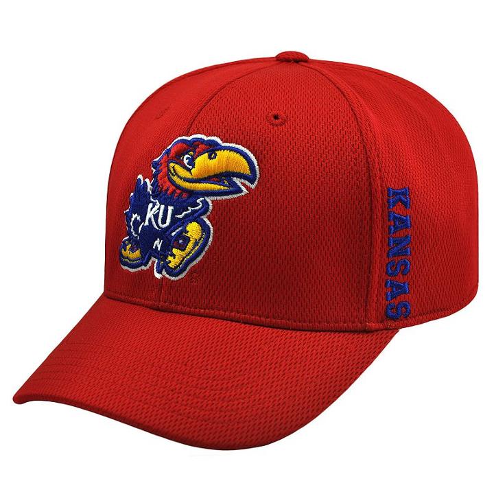 Adult Top Of The World Kansas Jayhawks Booster One-fit Cap, Med Red