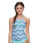 Mix And Match Medallion High-neck Halterkini Top, Size: Small, Lt Green