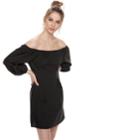 K/lab Bardot Balloon Sleeve Mini Dress, Kids Unisex, Size: Medium, Black
