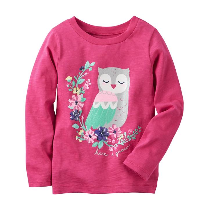 Girls 4-8 Carter's Long Sleeve Jersey Graphic Tee, Size: 4, Pink