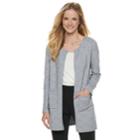 Women's Elle&trade; Textured Open-front Cardigan, Size: Xl, Med Grey