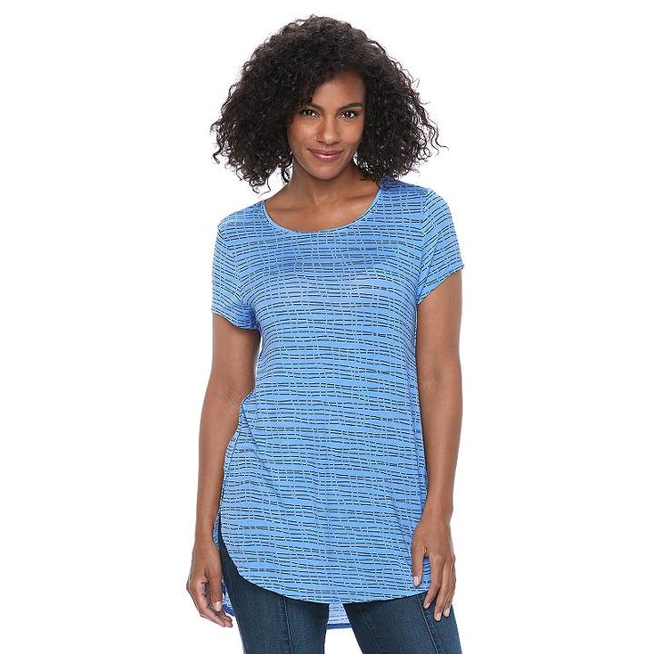 Women's Apt. 9&reg; Ribbed Tee, Size: Xs, Blue (navy)