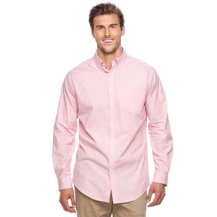 Big & Tall Croft & Barrow&reg; Classic-fit Stretch Woven Button-down Shirt, Men's, Size: L Tall, Lt Orange