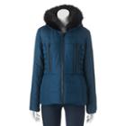 Juniors' Pink Envelope Faux-fur Puffer Jacket, Girl's, Size: Xs, Dark Green