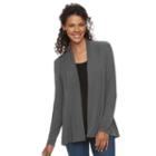 Women's Croft & Barrow&reg; Pleated Open Front Cardigan, Size: Xl, Grey (charcoal)