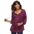 Petite Sonoma Goods For Life&trade; Printed Pintuck Peasant Top, Women's, Size: L Petite, Med Purple