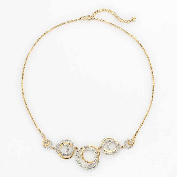 Amore By Simone I. Smith 18k Gold Over Silver And Sterling Silver Crystal Love Knot Necklace, Women's, White