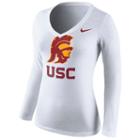 Women's Nike Usc Trojans Logo V-neck Tee, Size: Medium, White
