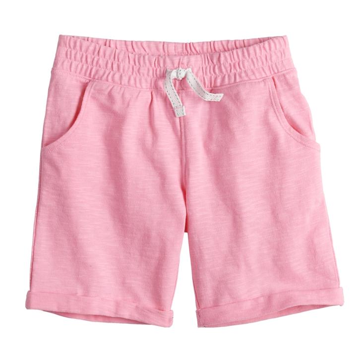 Girls 4-10 Jumping Beans&reg; Roll-cuff French Terry Bermuda Shorts, Size: 5, Brt Pink