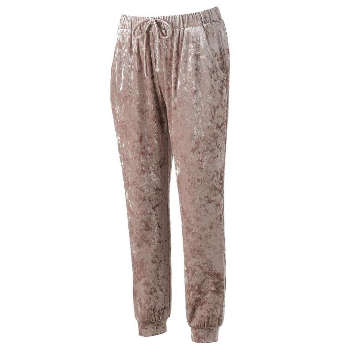 Juniors' Joe B Velvet Jogger Pants, Girl's, Size: Xs, Dark Beige