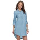 Juniors' So&reg; Chambray Utility Shirt Dress, Teens, Size: Xl, Med Blue