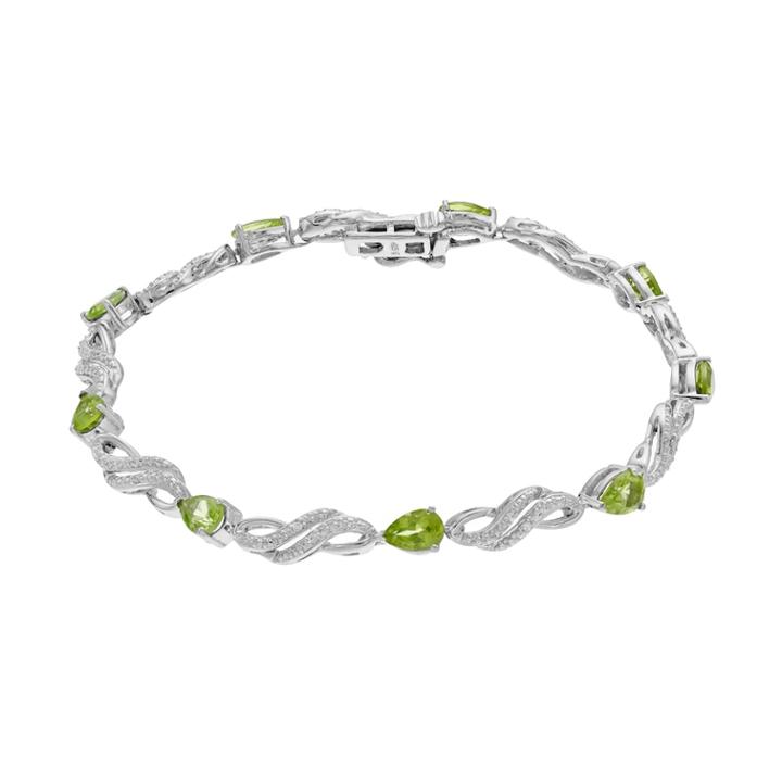 Sterling Silver Peridot & Lab-created White Sapphire Bracelet, Women's, Size: 7.5, Blue