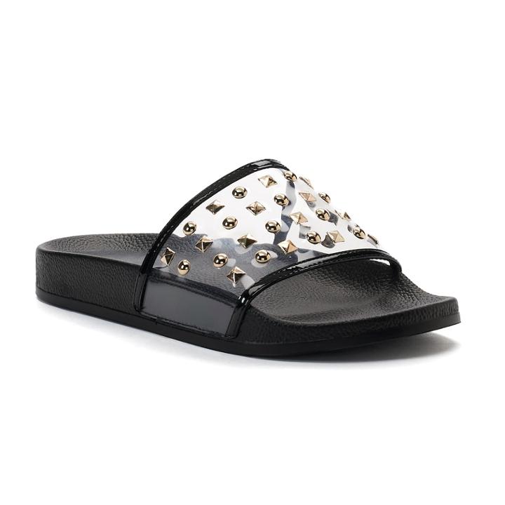 Jennifer Lopez Bodhi Women's Studded Slide Sandals, Size: 8, Black