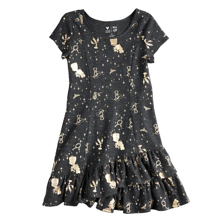 Disney's Beauty & The Beast Girls 4-7 Princess Seam Ruffle Dress By Disney/jumping Beans&reg;, Size: 5, Med Grey