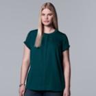 Plus Size Simply Vera Vera Wang Essential Popover Top, Women's, Size: 3xl, Dark Blue