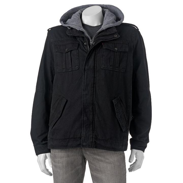 Men's Levi's&reg; Sherpa-lined Cloth Trucker Jacket, Size: Xl, Black
