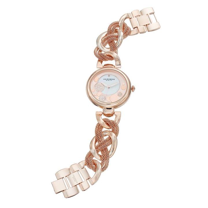 Akribos Xxiv Women's Ornate Crystal Watch, Pink