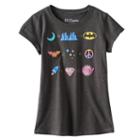 Girls 7-16 Dc Comics Superhero Tri-shield Logo Glitter Puff Print Graphic Tee, Girl's, Size: Small, Grey Other