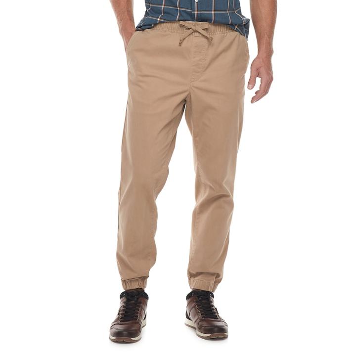 Men's Sonoma Goods For Life&trade; Modern-fit Jogger Pants, Size: Large, Beig/green (beig/khaki)