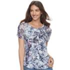 Women's Jennifer Lopez Mesh-sleeve Scoopneck Tee, Size: Small, Dark Blue