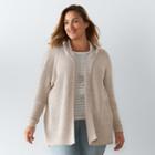 Plus Size Sonoma Goods For Life&trade; Hooded Cardigan, Women's, Size: 0x, Light Grey