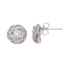 Lily & Lace Cubic Zirconia Two Tone Love Knot Stud Earrings, Women's, White