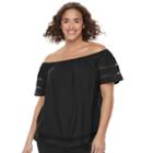 Juniors' Plus Size So&reg; Crochet Off-the-shoulder Top, Girl's, Size: 2xl, Black