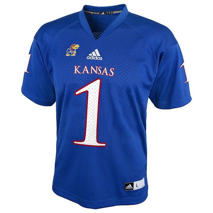 Boys 8-20 Adidas Kansas Jayhawks Replica Ncaa Football Jersey, Boy's, Size: Xl(18/20), Blue