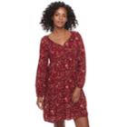 Women's Sonoma Goods For Life&trade; Print Peasant Dress, Size: Medium, Dark Red
