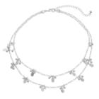 Beaded Teardrop Cluster Double Strand Station Necklace, Women's, Silver
