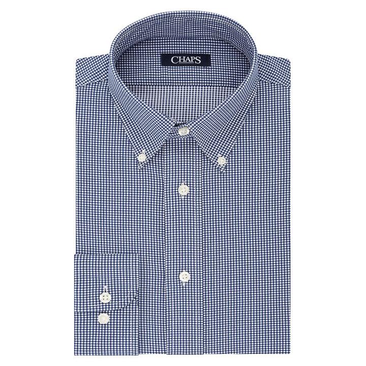 Men's Chaps Slim-fit Stretch Collar Dress Shirt, Size: 18 36/37, Blue (navy)