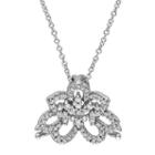Laura Ashley 10k White Gold 1/4 Carat T.w. Diamond Flower Pendant, Women's, Size: 17