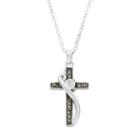 Silver Luxuries Silver-plated Marcasite & Cubic Zirconia Cross Pendant, Women's, White