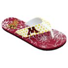 Women's College Edition Minnesota Golden Gophers Floral Polka-dot Flip-flops, Size: Xl, White
