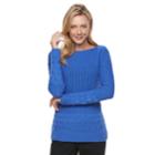Women's Croft & Barrow&reg; Textured Sweater, Size: Xxl, Blue (navy)