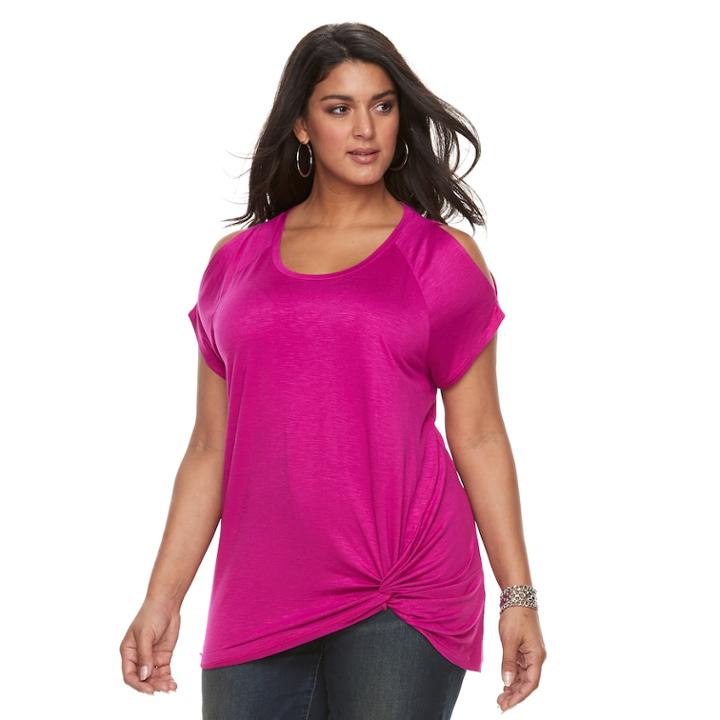 Plus Size Apt. 9&reg; Twist Front Cold-shoulder Top, Women's, Size: 3xl, Dark Pink