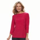 Women's Croft & Barrow&reg; Jacquard Boatneck Tee, Size: Xl, Dark Pink
