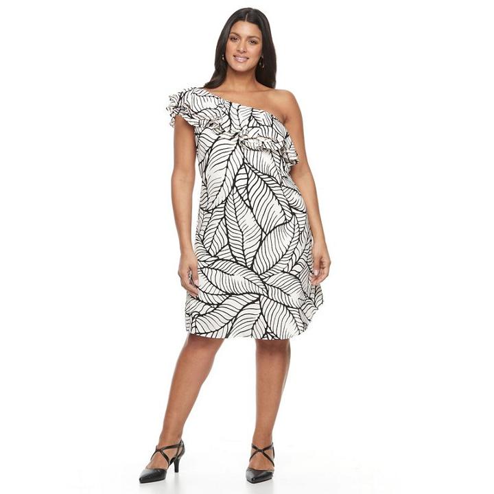 Plus Size Apt. 9 One Shoulder Ruffle Dress, Women's, Size: 1xl, Natural