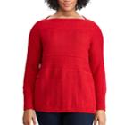 Plus Size Chaps Textured Boatneck Sweater, Women's, Size: 3xl, Red