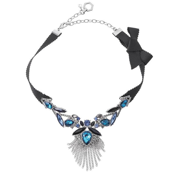 Simply Vera Vera Wang Blue Fringe Ribbon Choker Necklace, Women's, Multicolor