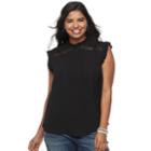 Juniors' Plus Size Heart & Soul Ruffle Mockneck Top, Teens, Size: 3xl, Black