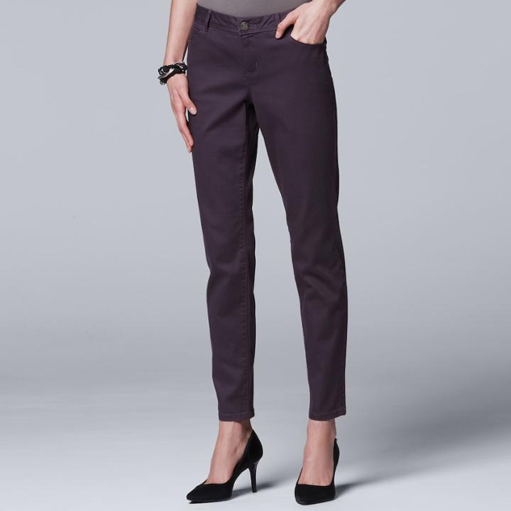 Women's Simply Vera Vera Wang Skinny Jeans, Size: 4 Long, Drk Purple