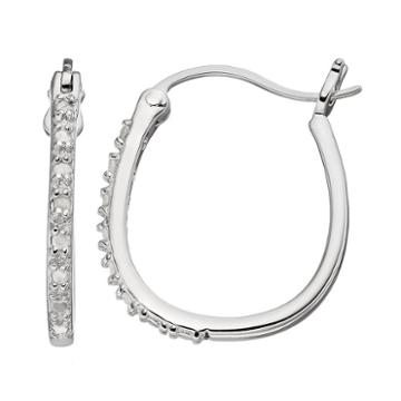 Diamond Classics Sterling Silver 1/10 Carat T.w. Diamond U-hoop Earrings, Women's, White