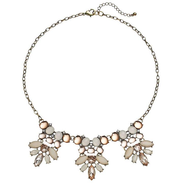 Pink & Gray Stone Statement Necklace, Women's, Beige Oth