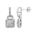 Diamond Essence Crystal & Diamond Accent Sterling Silver Drop Earrings - Made With Swarovski Crystals, Women's, White