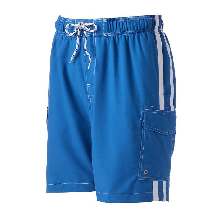 Big & Tall Sonoma Goods For Life&trade; Side-striped Microfiber Swim Trunks, Men's, Size: L Tall, Brt Blue